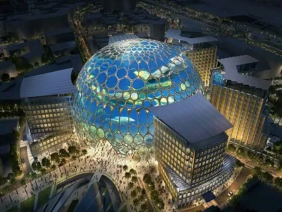 Semi-Transparent Steel Dome Takes Center Stage At Expo 2020 Dubai